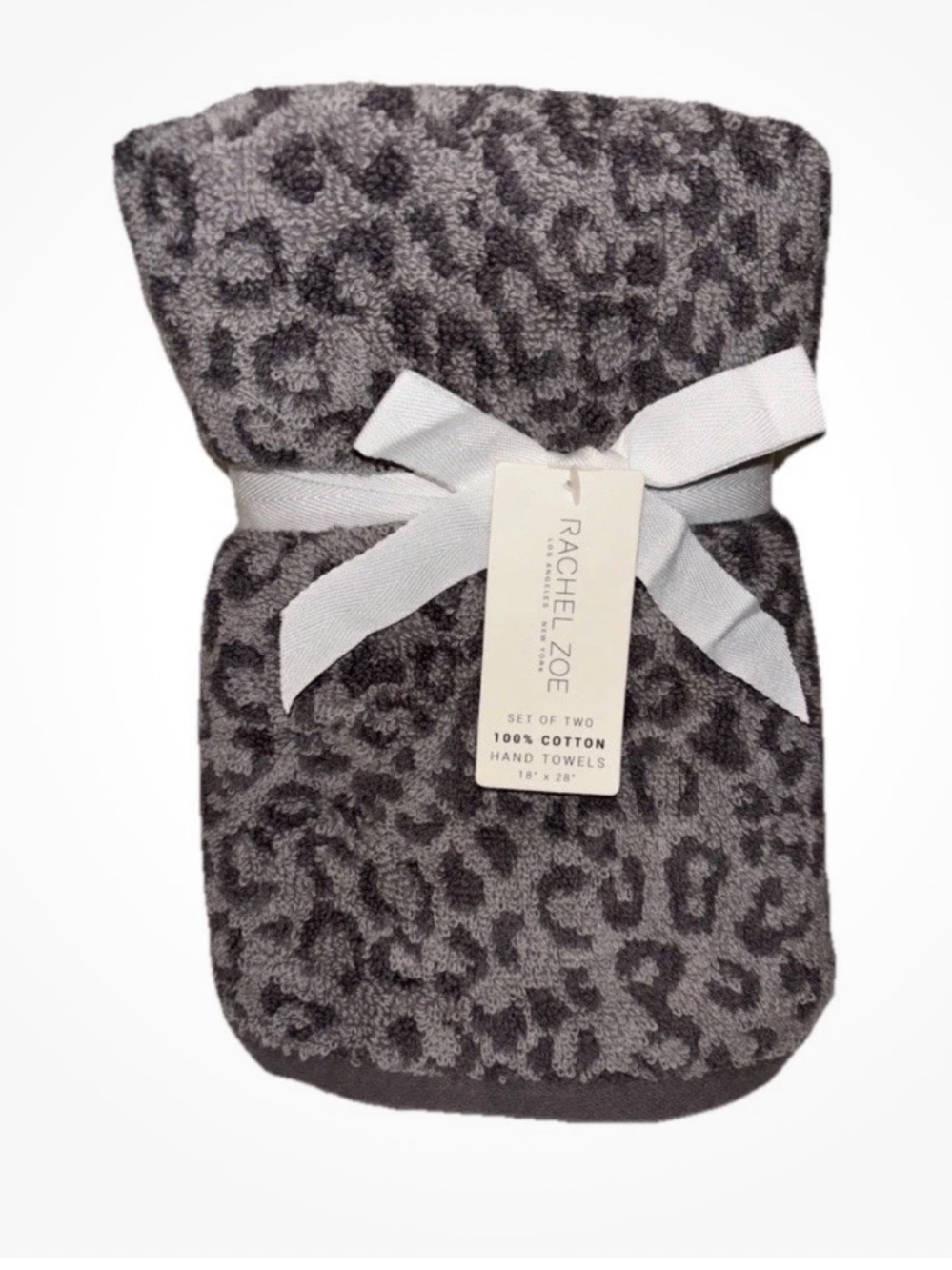 NWT Rachel Zoe Leopard Print Hand Towel Set 2 pc cheetah